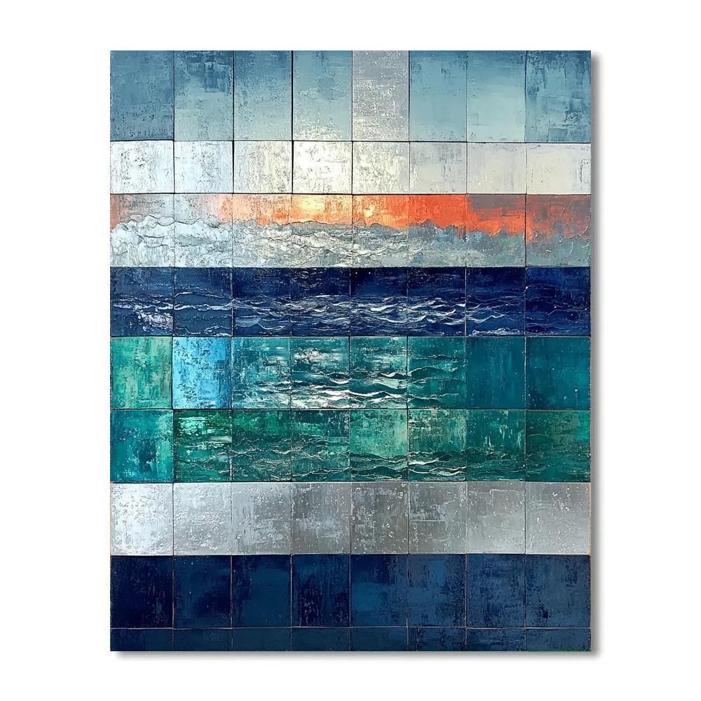 Jean-Paul Riopelle Inspired Reflective River In Impasto Blocks DIY paint by numbers