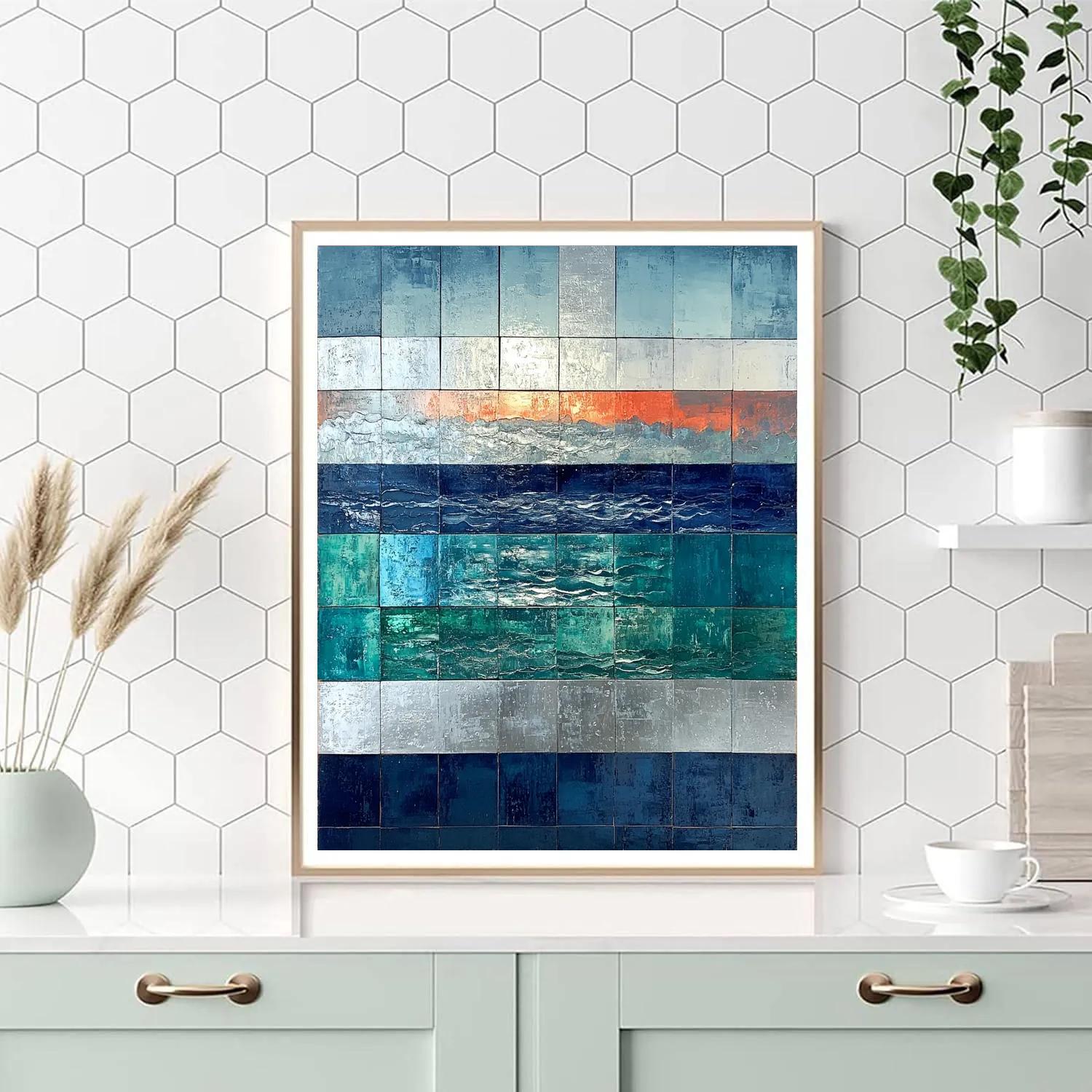 Jean-Paul Riopelle Inspired Reflective River In Impasto Blocks DIY paint by numbers