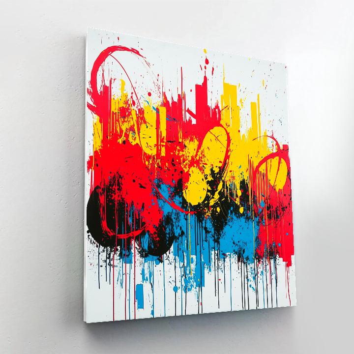 Jackson Pollock Inspired Electric Pulse In Primary Drips painting number kit