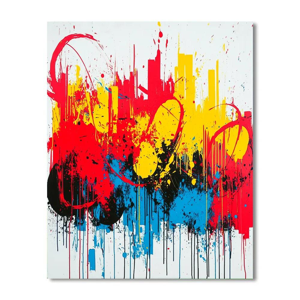 Jackson Pollock Inspired Electric Pulse In Primary Drips painting number kit