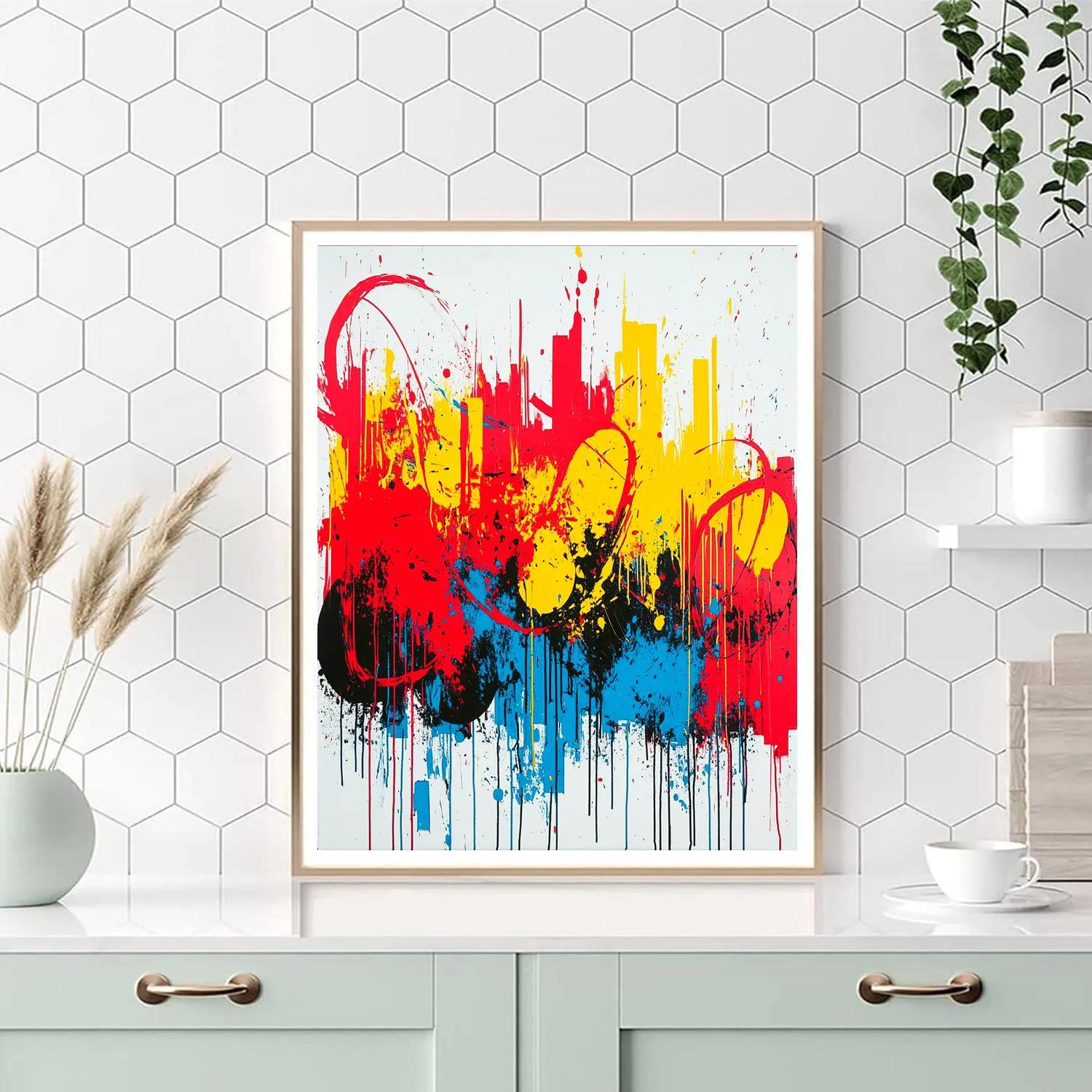 Jackson Pollock Inspired Electric Pulse In Primary Drips painting number kit