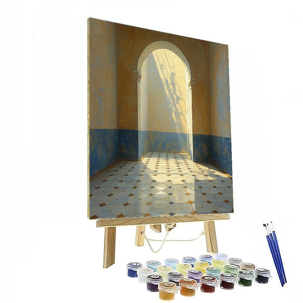 Johannes Vermeer Inspired Sunlight Dancing On Delft Tile Floor paint by number