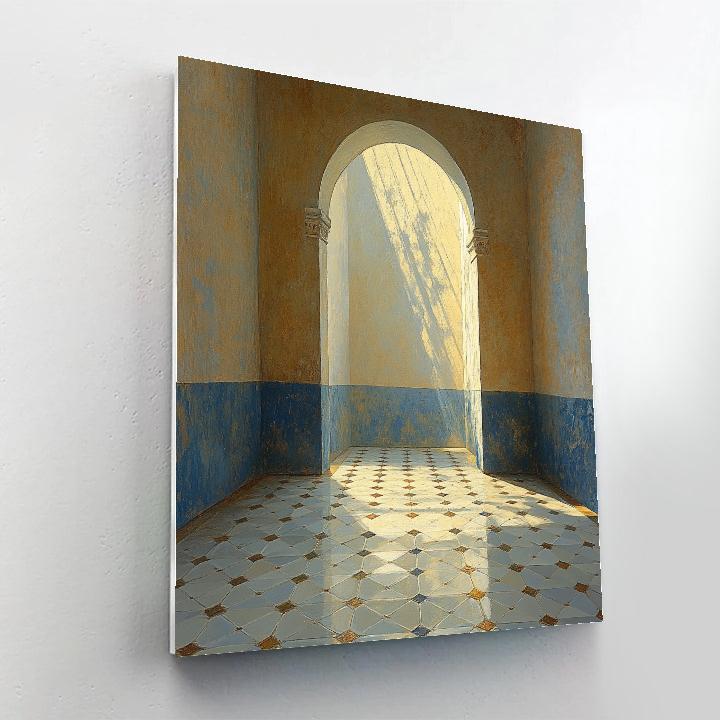 Johannes Vermeer Inspired Sunlight Dancing On Delft Tile Floor paint by number