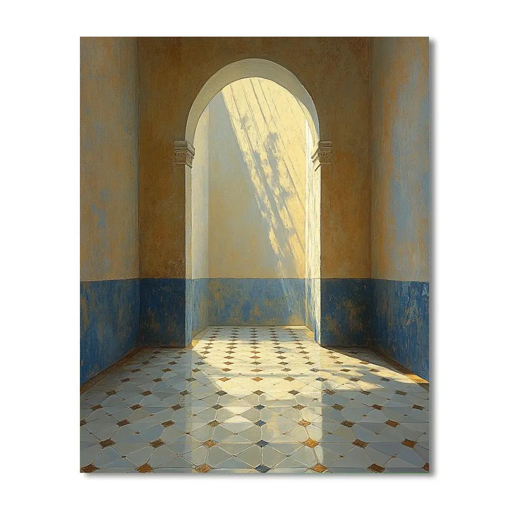 Johannes Vermeer Inspired Sunlight Dancing On Delft Tile Floor paint by number