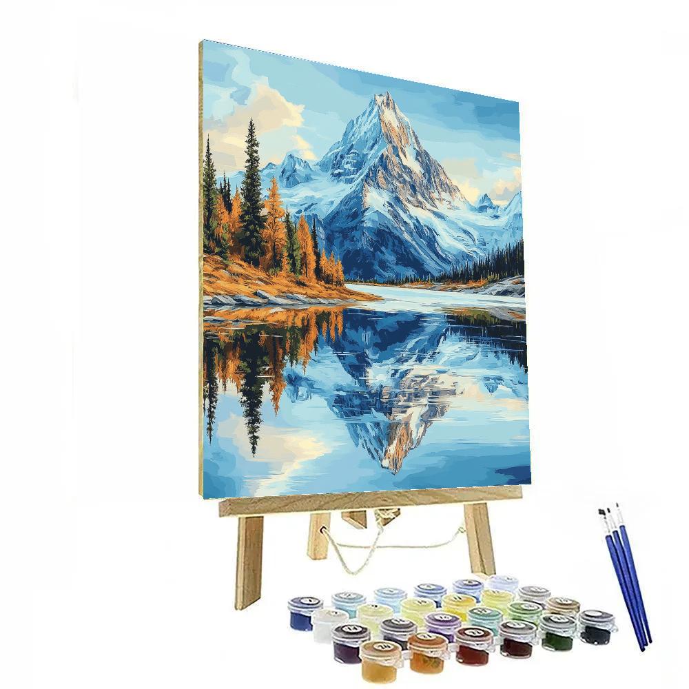 Lawren Harris Inspired Snow Capped Lake In Stillness paint by color
