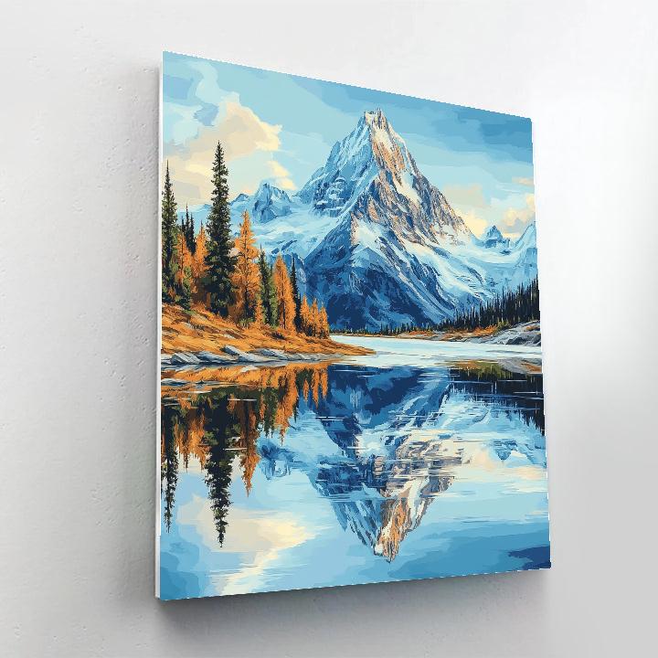 Lawren Harris Inspired Snow Capped Lake In Stillness paint by color