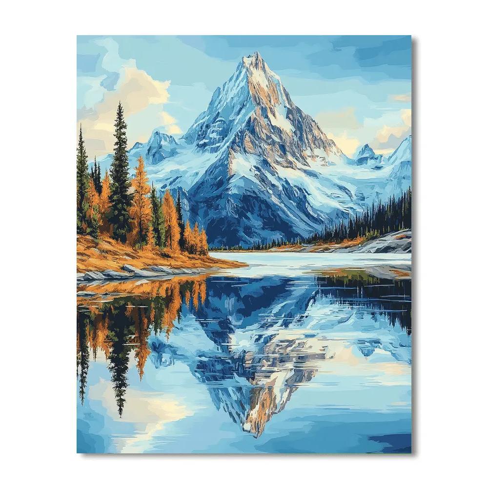 Lawren Harris Inspired Snow Capped Lake In Stillness paint by color