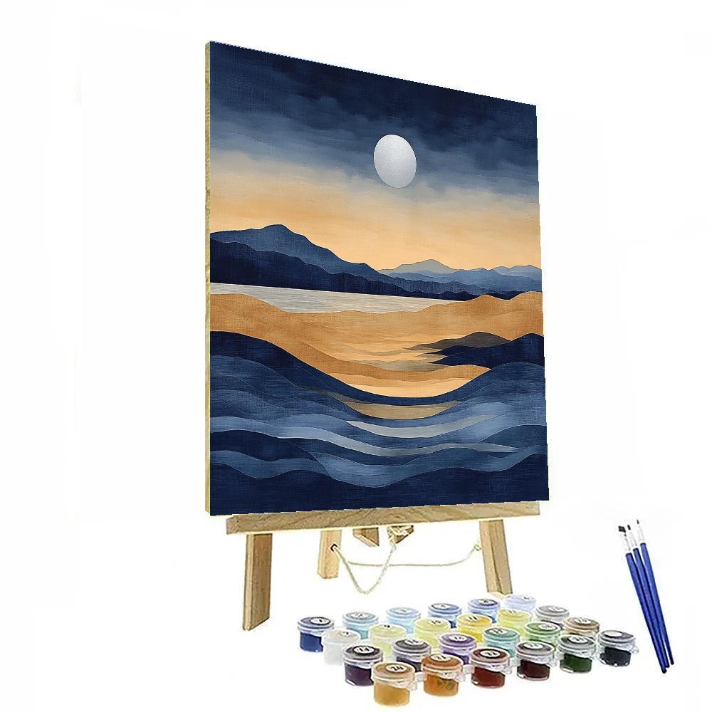 Hiroshige Inspired Moonlit Autumn Tide paint by color