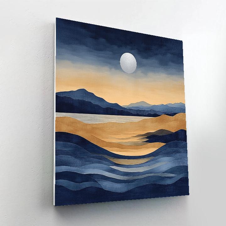 Hiroshige Inspired Moonlit Autumn Tide paint by color