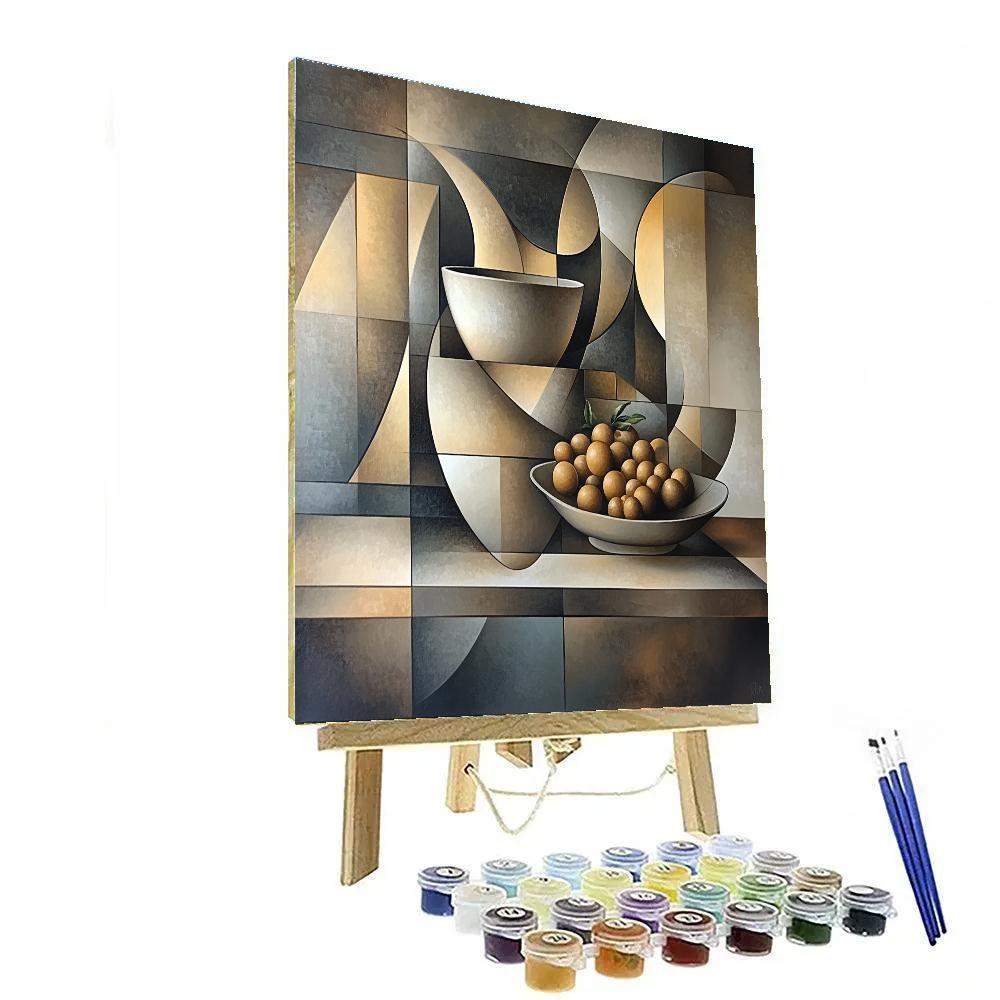 Pablo Picasso Inspired Fractured Still Life With Ceramic Vase Numbered painting kits