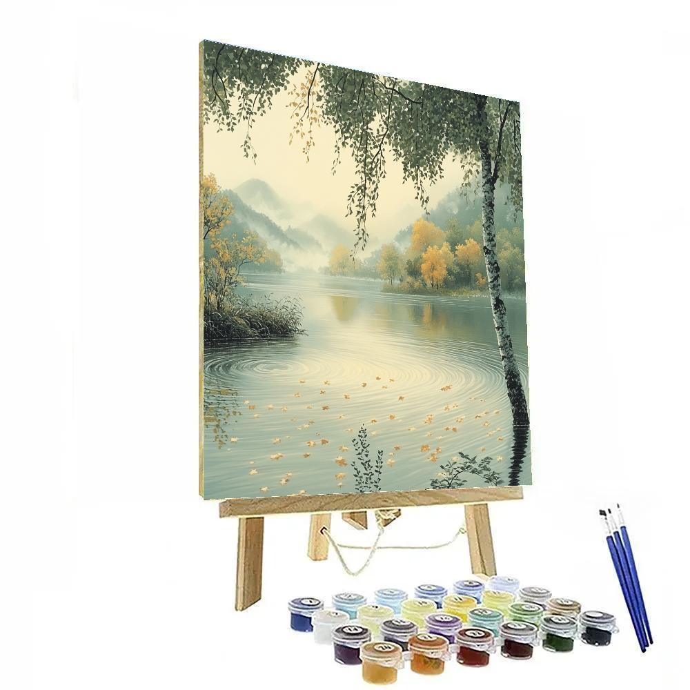 Hiroshige Inspired Serene Autumn River painting number kit