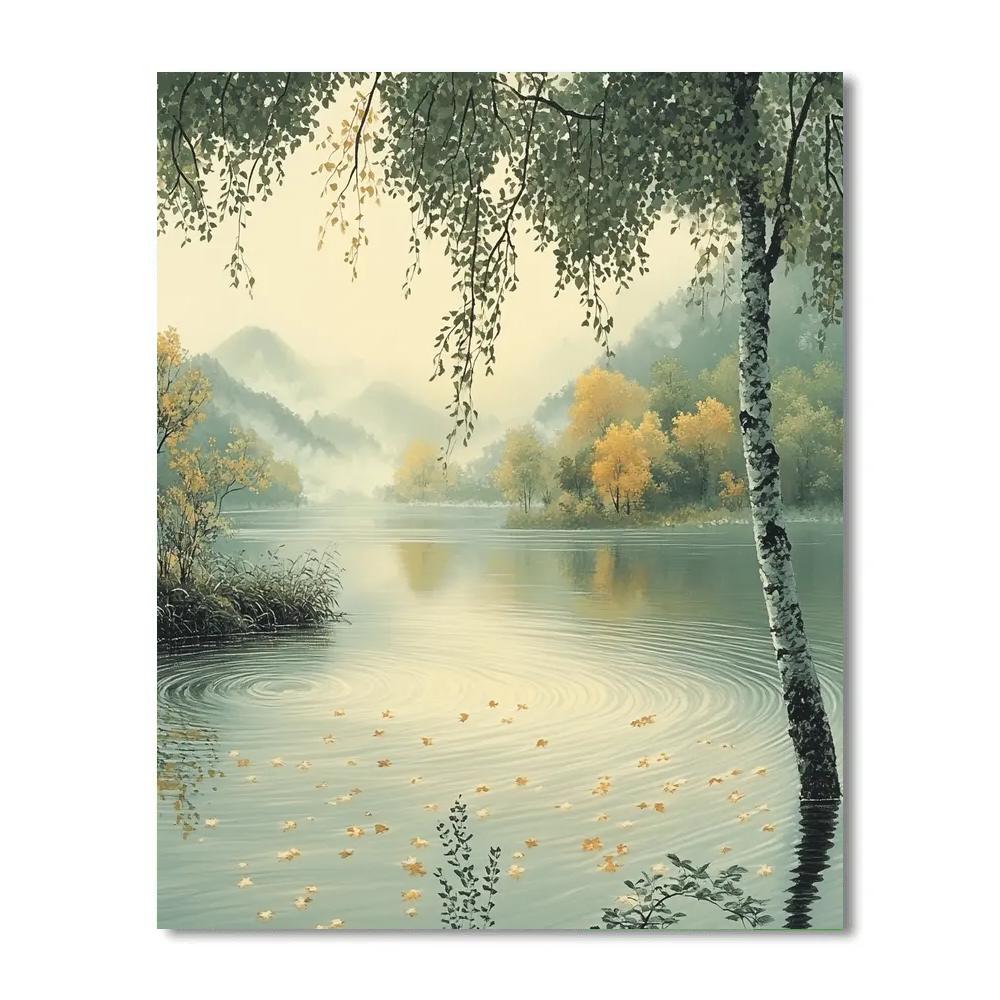 Hiroshige Inspired Serene Autumn River painting number kit