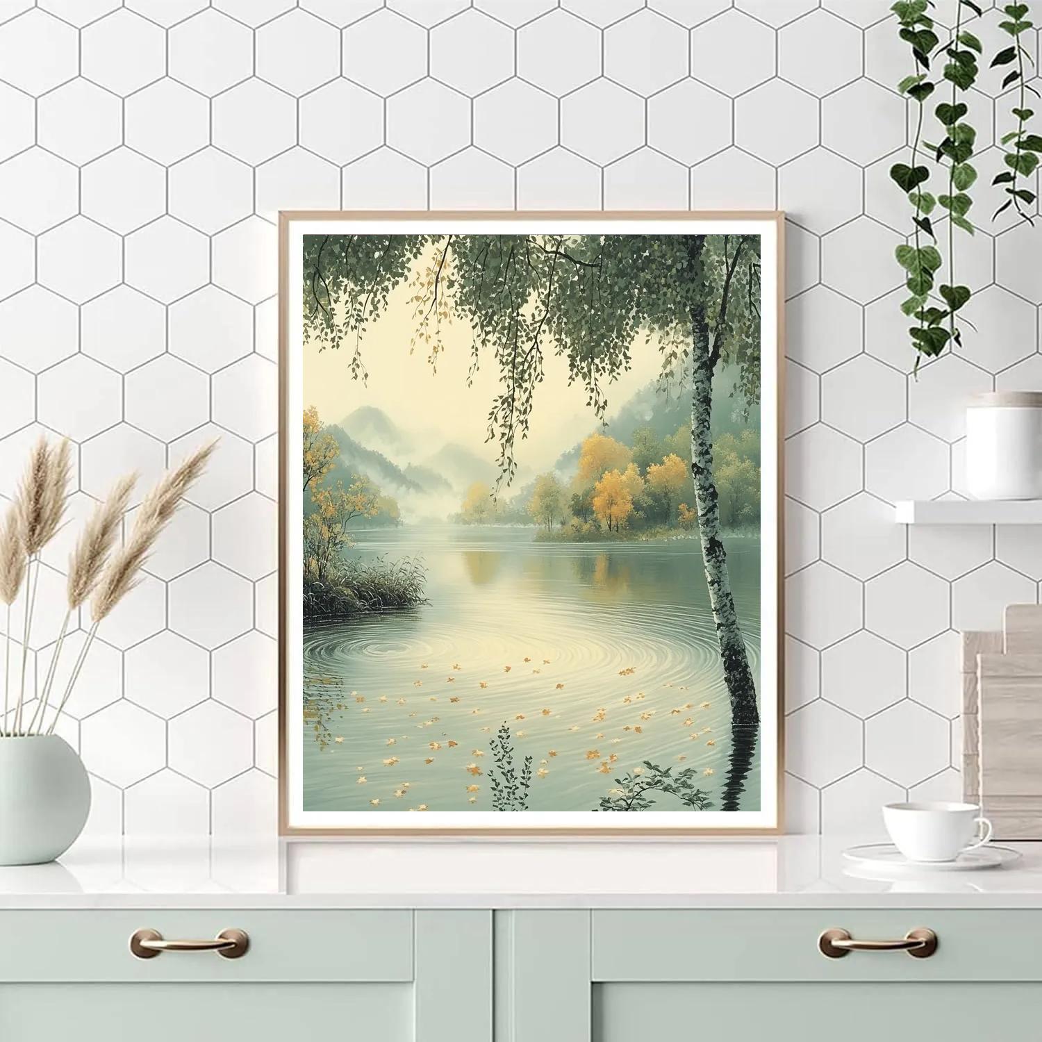Hiroshige Inspired Serene Autumn River painting number kit