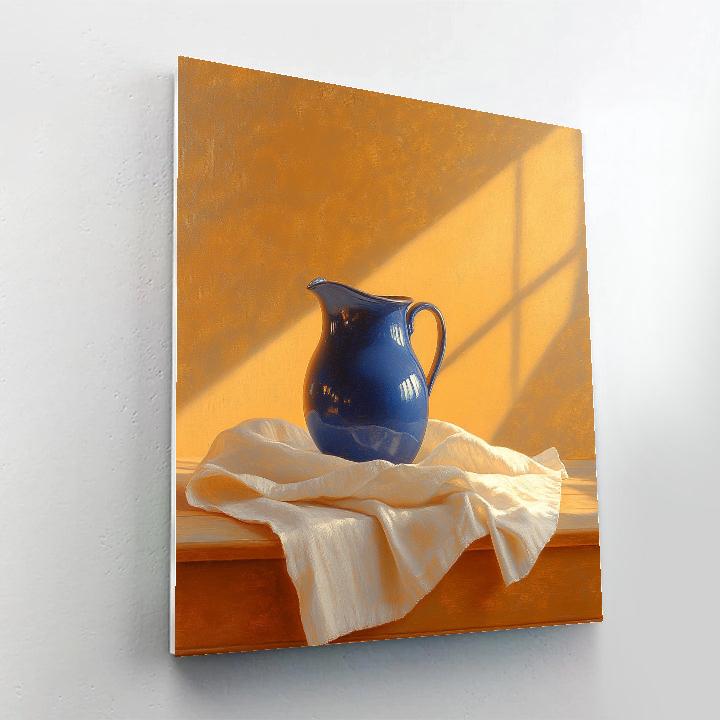 Johannes Vermeer Inspired Quiet Still Life With Blue Jug And Linen Numbered painting kits