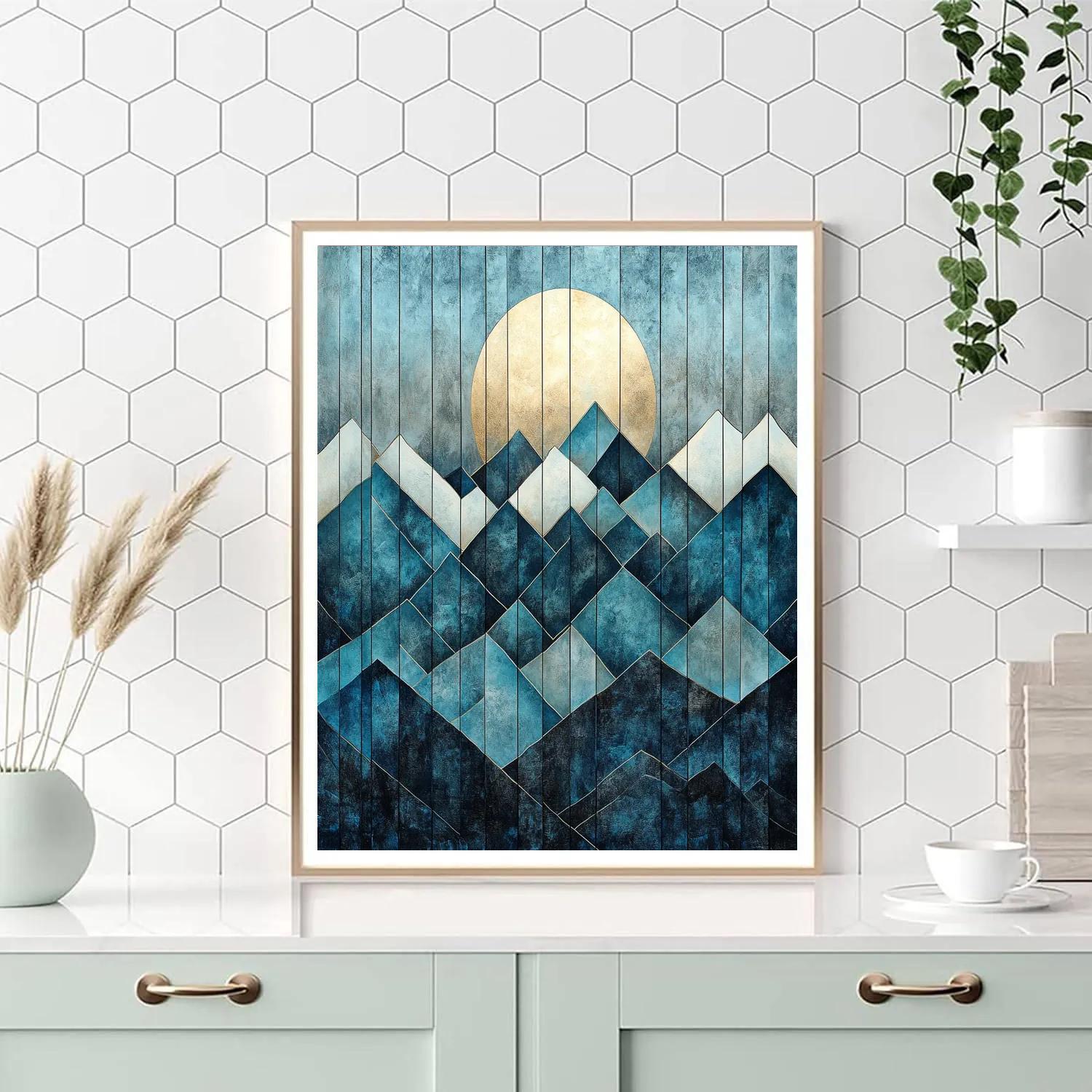 Pablo Picasso Inspired Angular Mountain Landscape With Moon painting number kit