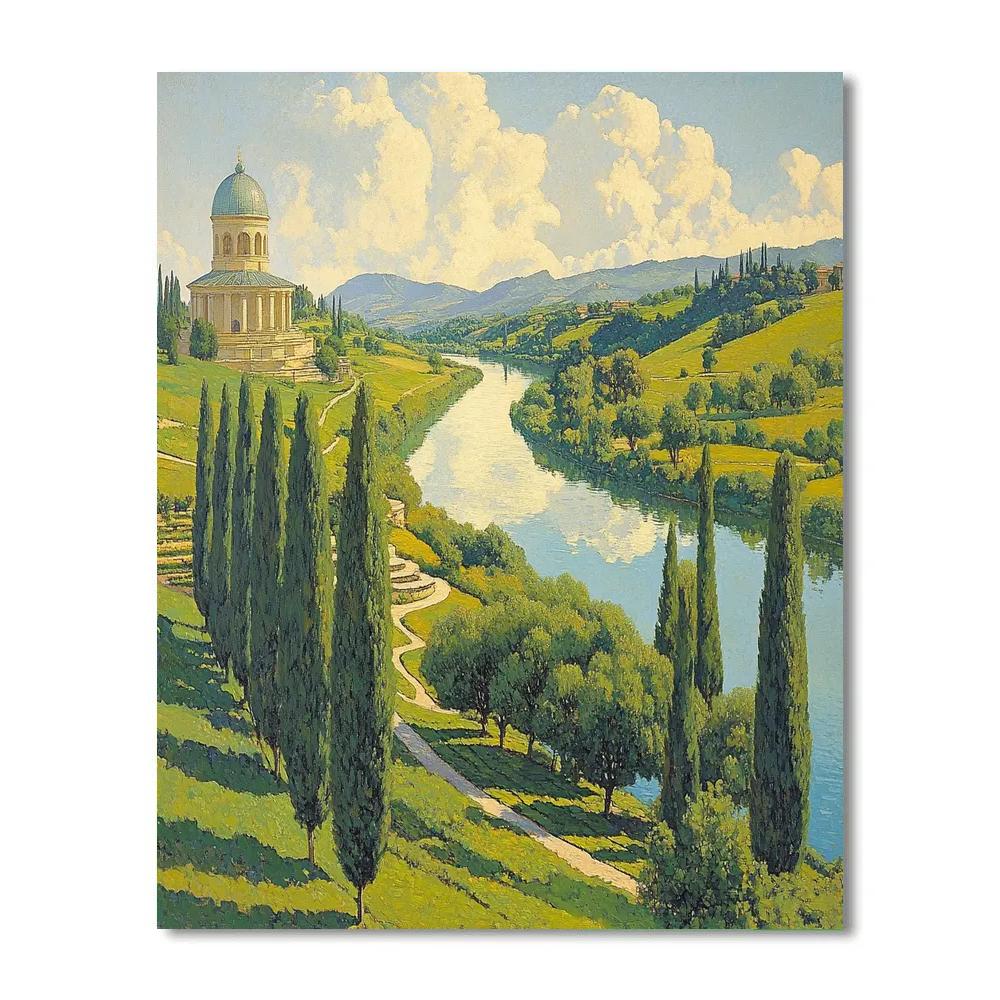 Raphael Inspired Harmonious Horizon With Flowing River DIY paint by numbers