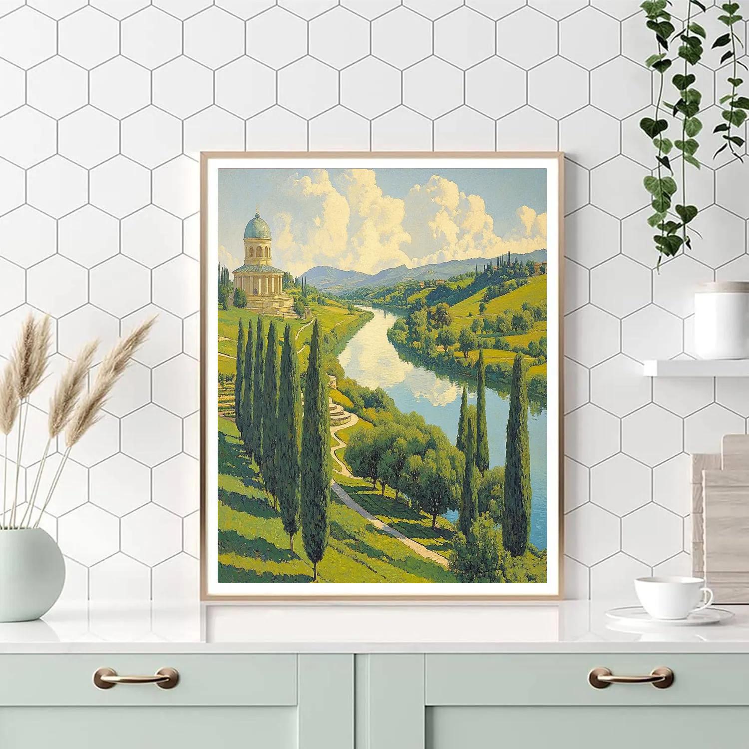 Raphael Inspired Harmonious Horizon With Flowing River DIY paint by numbers