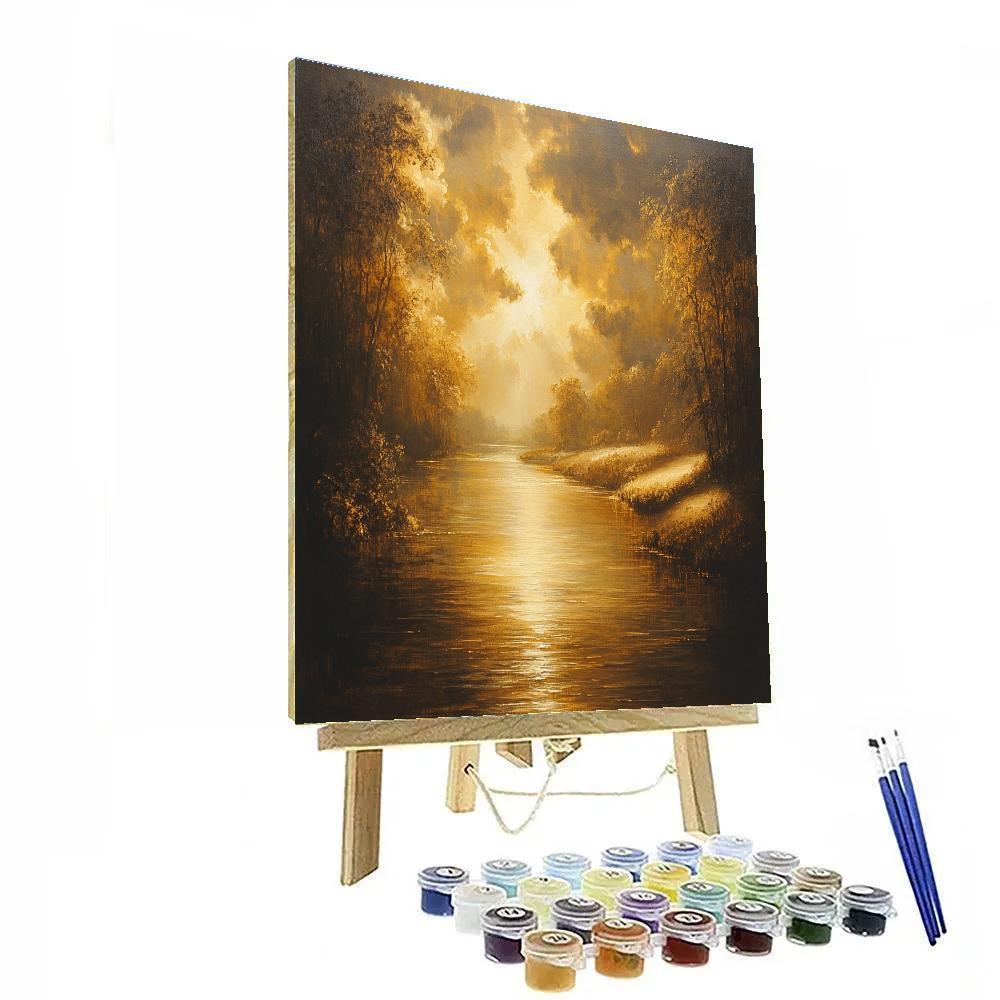 Rembrandt Inspired River Bathing In Golden Light Paint by numbers art
