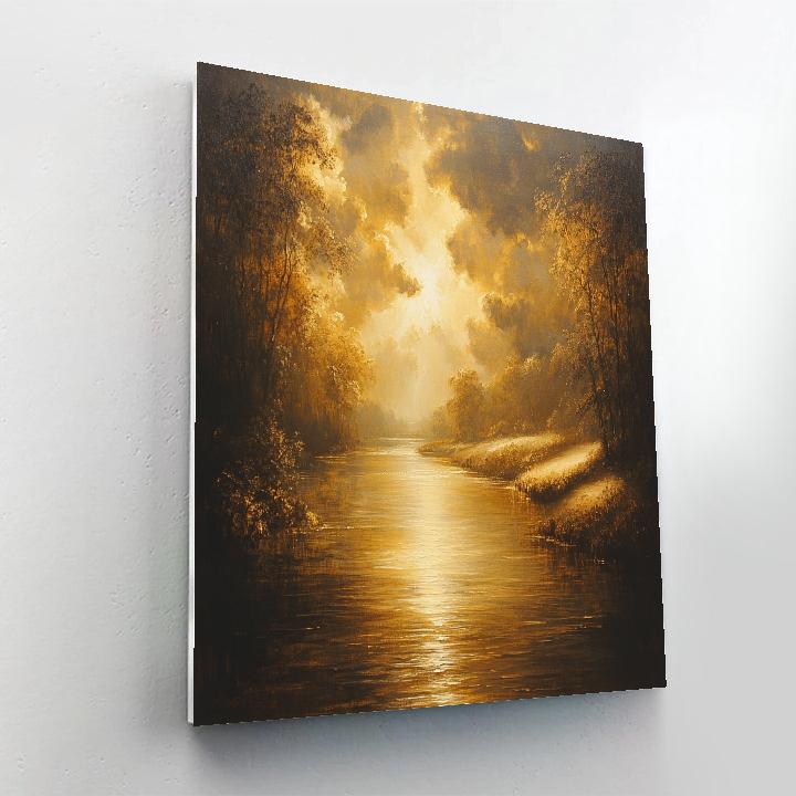 Rembrandt Inspired River Bathing In Golden Light Paint by numbers art