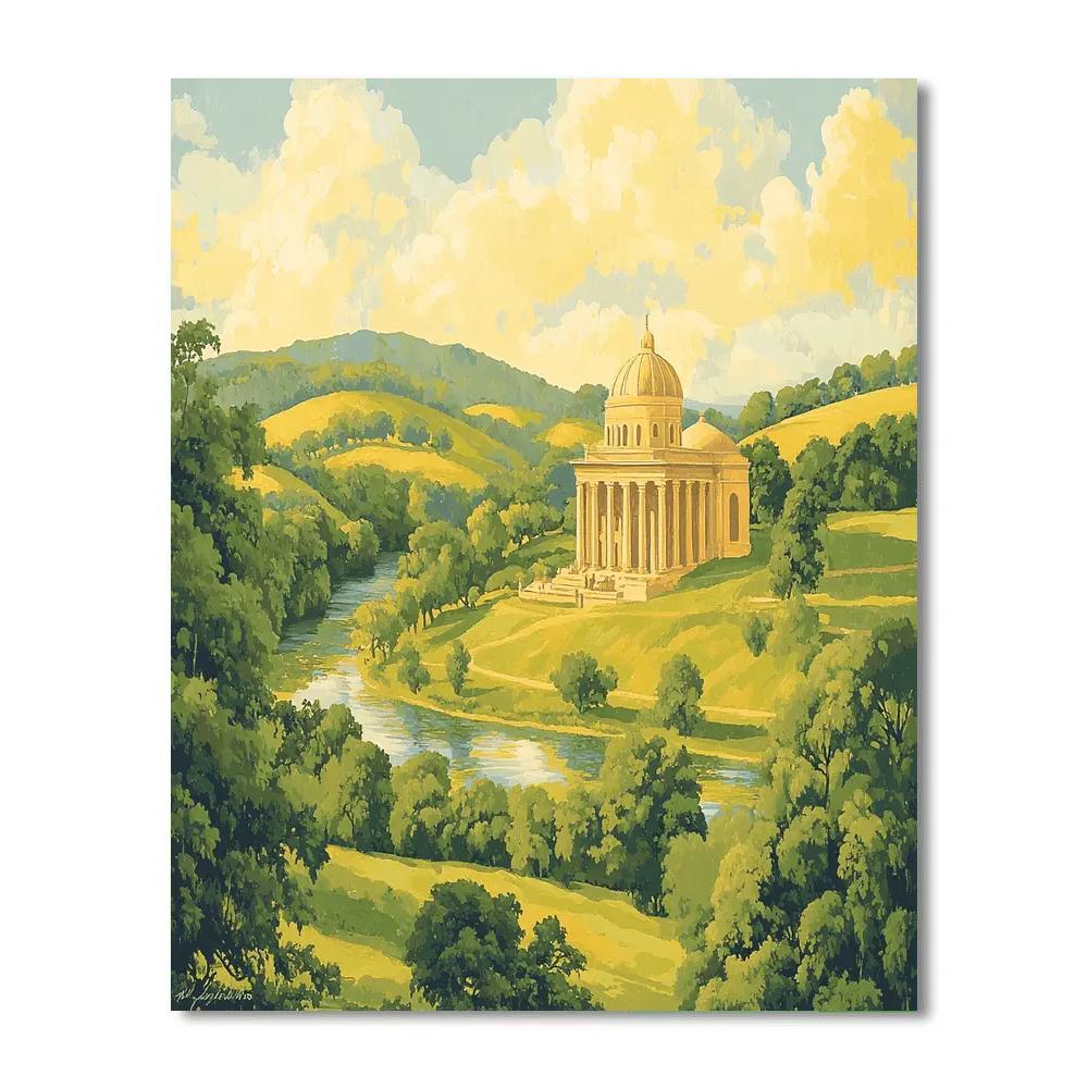 Raphael Inspired Harmonious Classical Temple Landscape paint by number