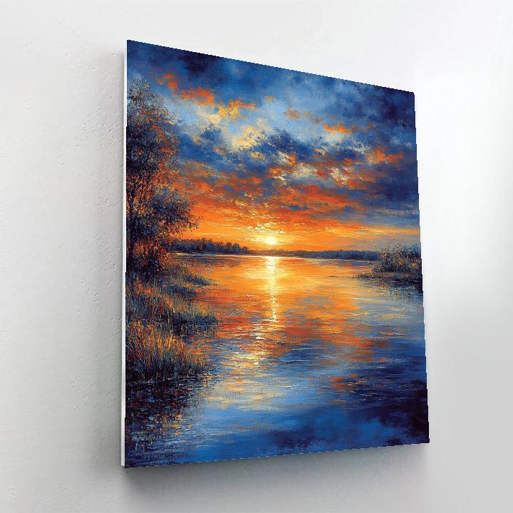 Rembrandt Inspired Luminous Twilight Over Calm Waters paint by numbers