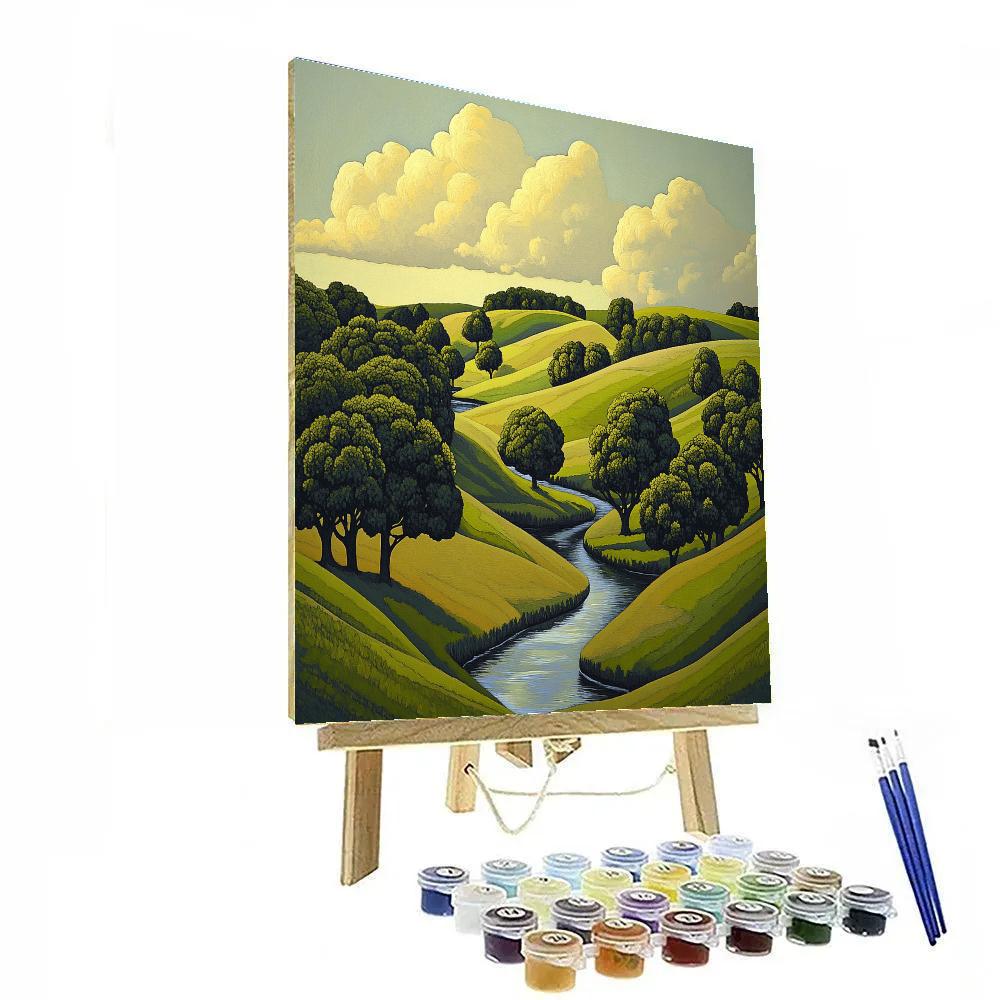 Raphael Inspired Serene Rolling Hills And Flowing River Paint by numbers kits
