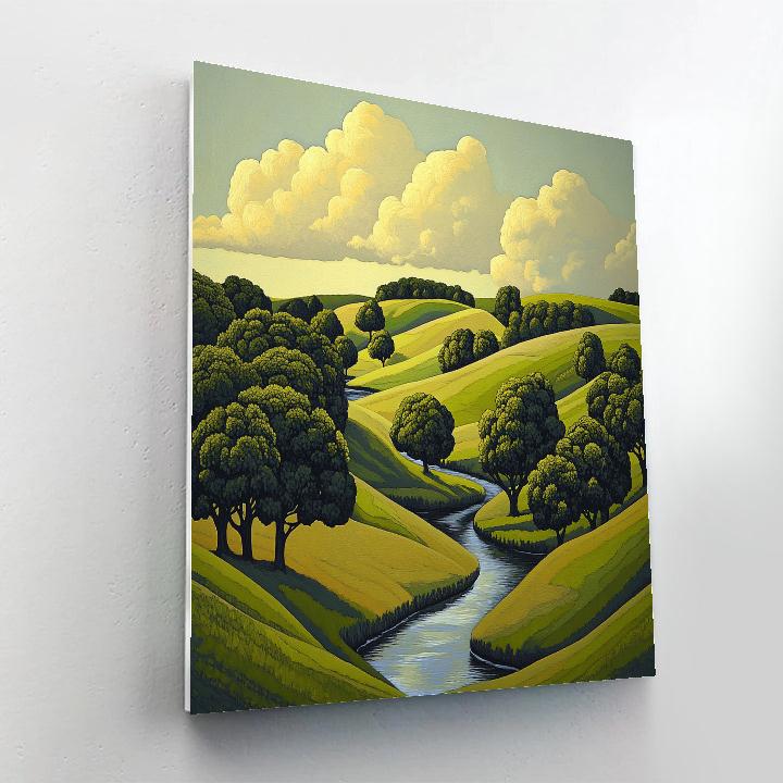 Raphael Inspired Serene Rolling Hills And Flowing River Paint by numbers kits
