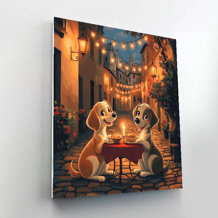 Lady And The Tramp Evening Feast painting number kit