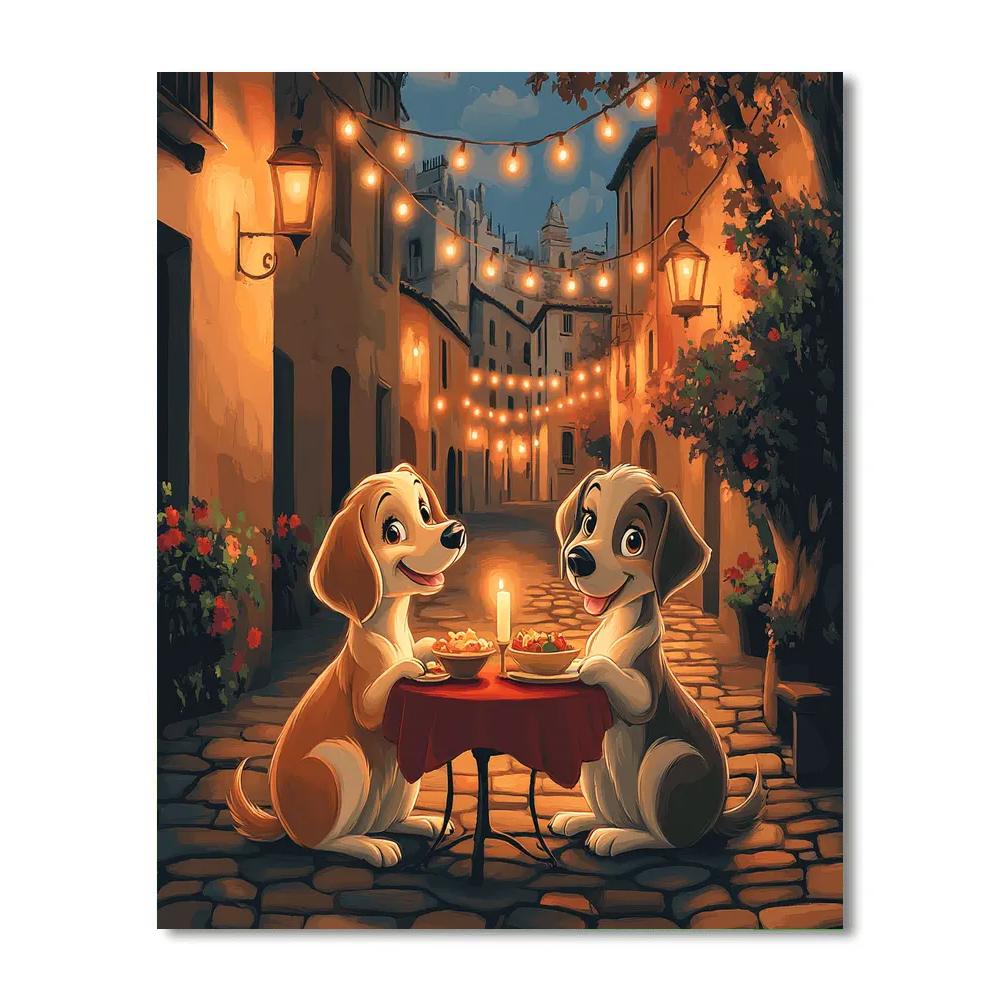 Lady And The Tramp Evening Feast painting number kit