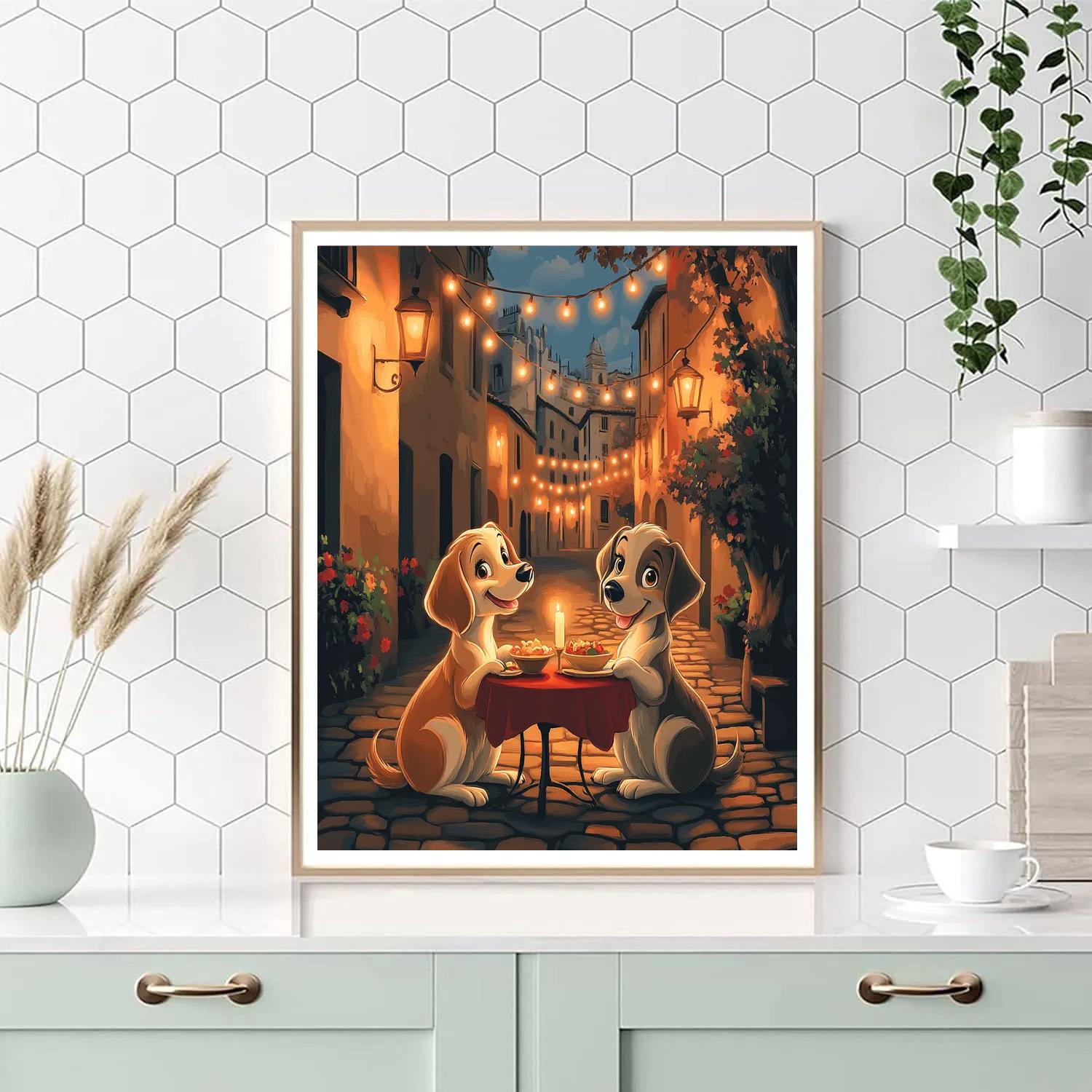 Lady And The Tramp Evening Feast painting number kit