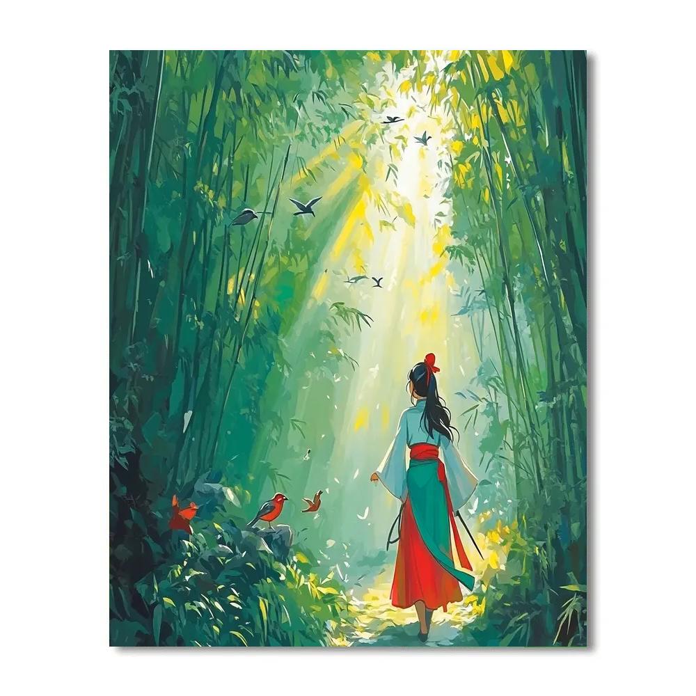 Mulan’s Bamboo Forest Journey Paint by numbers art