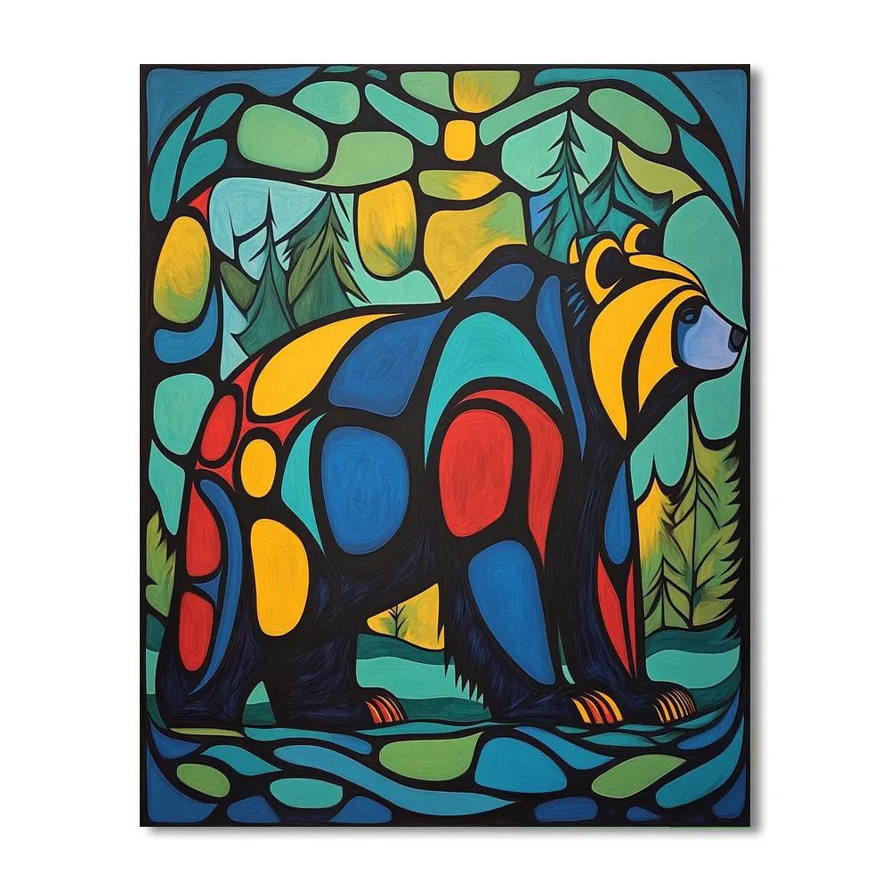 Norval Morrisseau Inspired Bear Spirit Of The Northern Forest Paint by numbers art