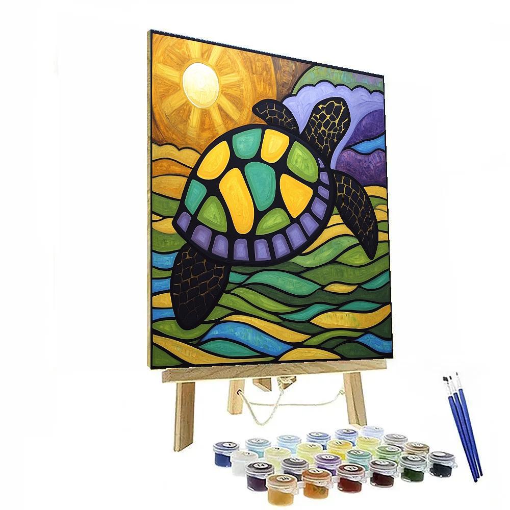 Norval Morrisseau Inspired Turtle Carrying Earth Energies paint by color