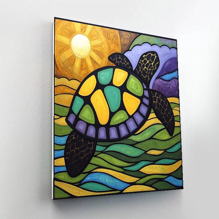 Norval Morrisseau Inspired Turtle Carrying Earth Energies paint by color