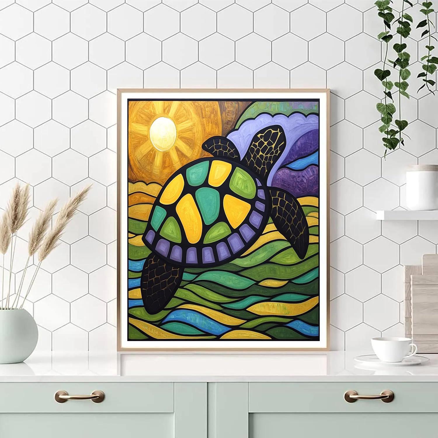 Norval Morrisseau Inspired Turtle Carrying Earth Energies paint by color