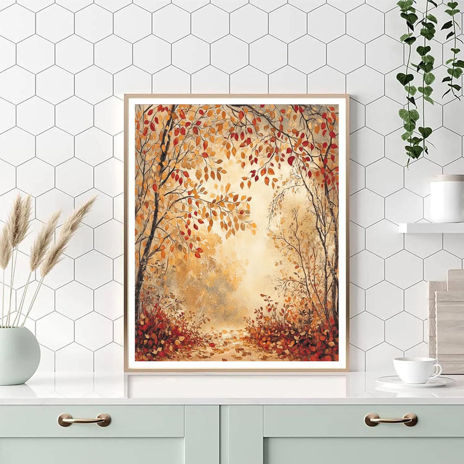 Leonardo Da Vinci Inspired Serene Autumn Garden Paint by numbers art