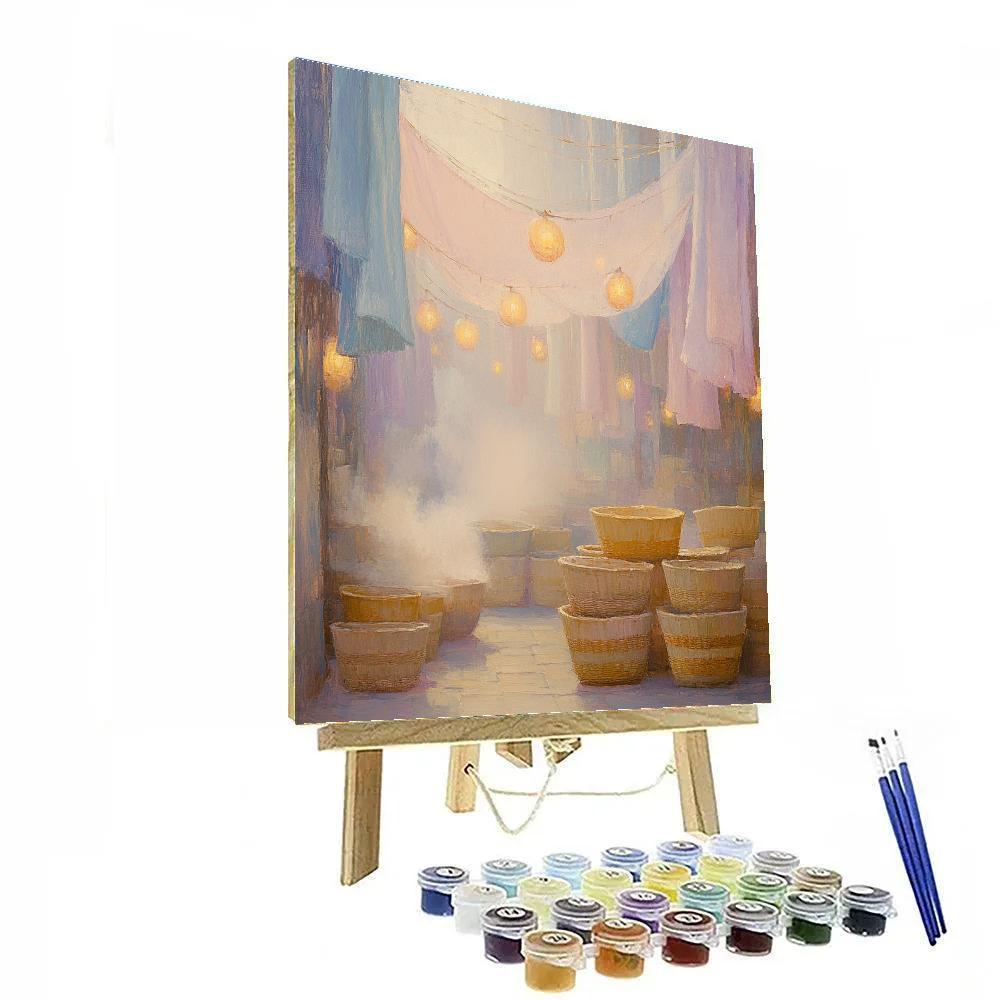 Edgar Degas Inspired Cerulean Market At Dawn paint by number