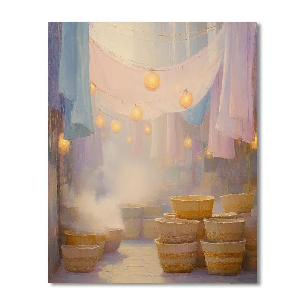 Edgar Degas Inspired Cerulean Market At Dawn paint by number