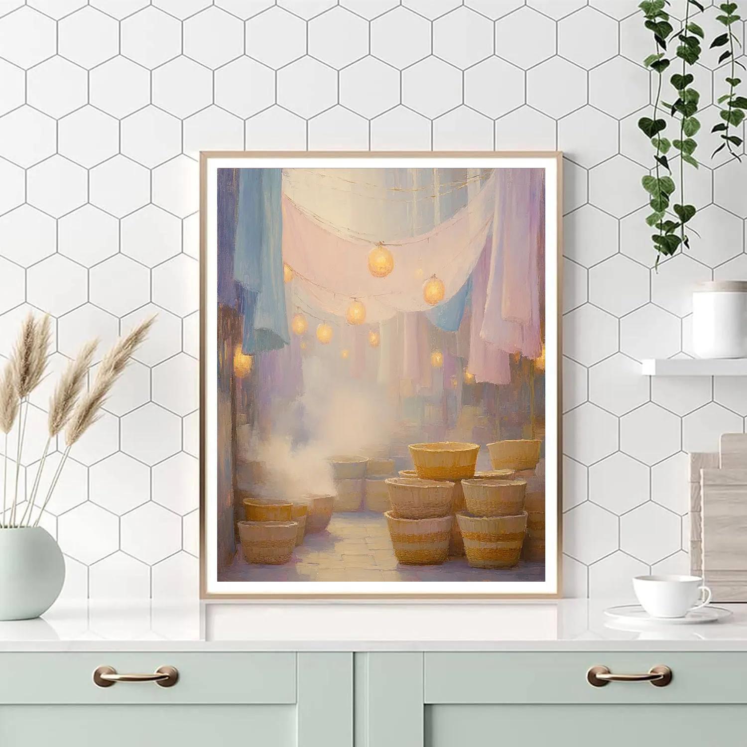 Edgar Degas Inspired Cerulean Market At Dawn paint by number