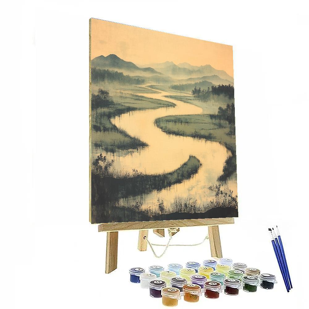 Zhao Mengfu Inspired River Of Celestial Ink Paint by numbers kits