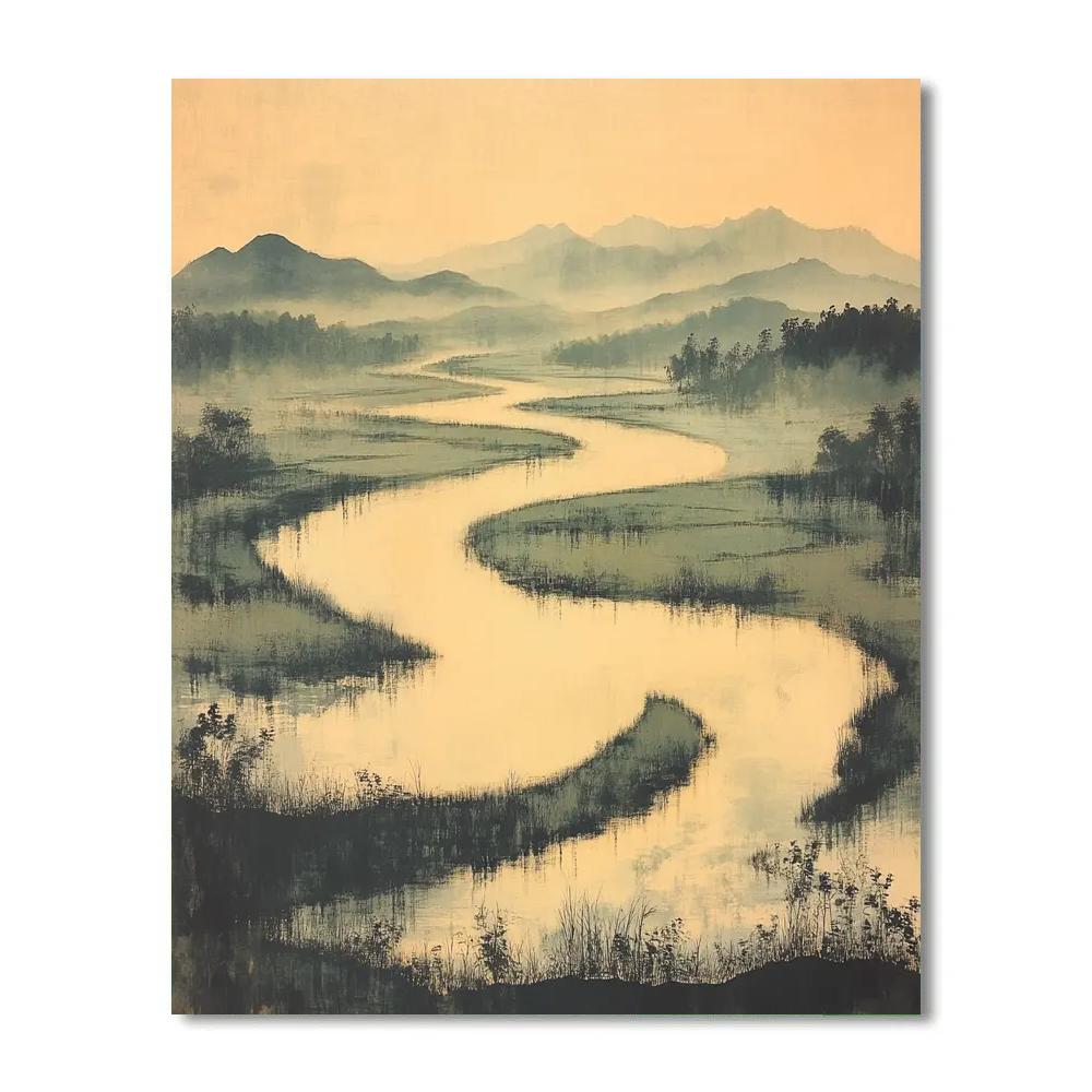 Zhao Mengfu Inspired River Of Celestial Ink Paint by numbers kits