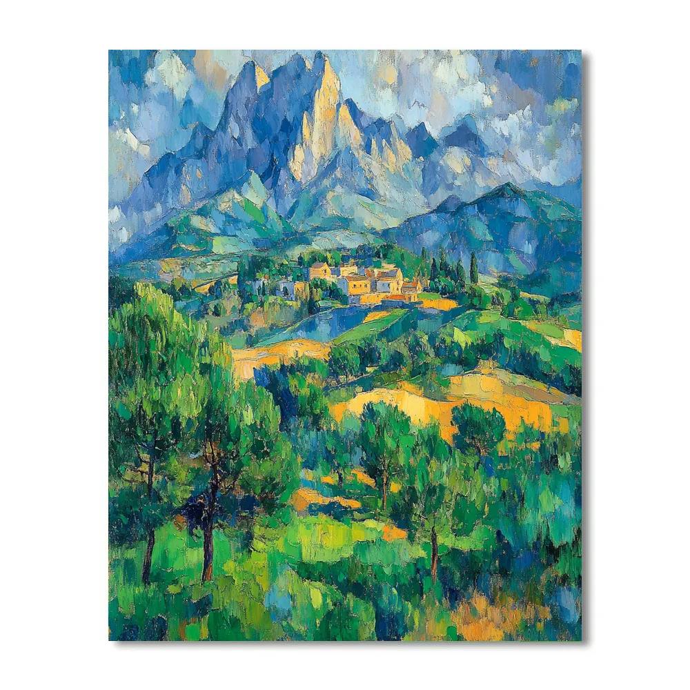 Inspired Geometric Landscape By Paul Cézanne paint by number