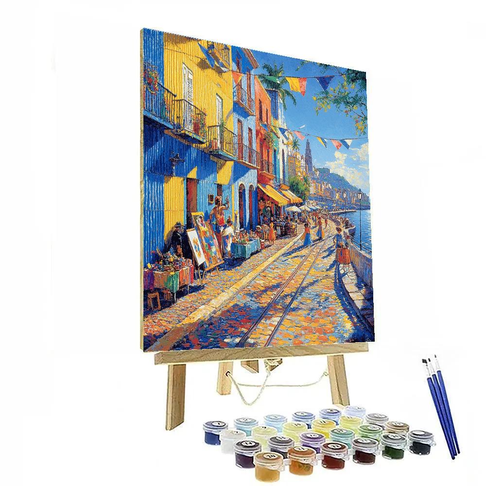 Promenade Of La Boca Colorful Houses Buenos Aires Argentina paint by number