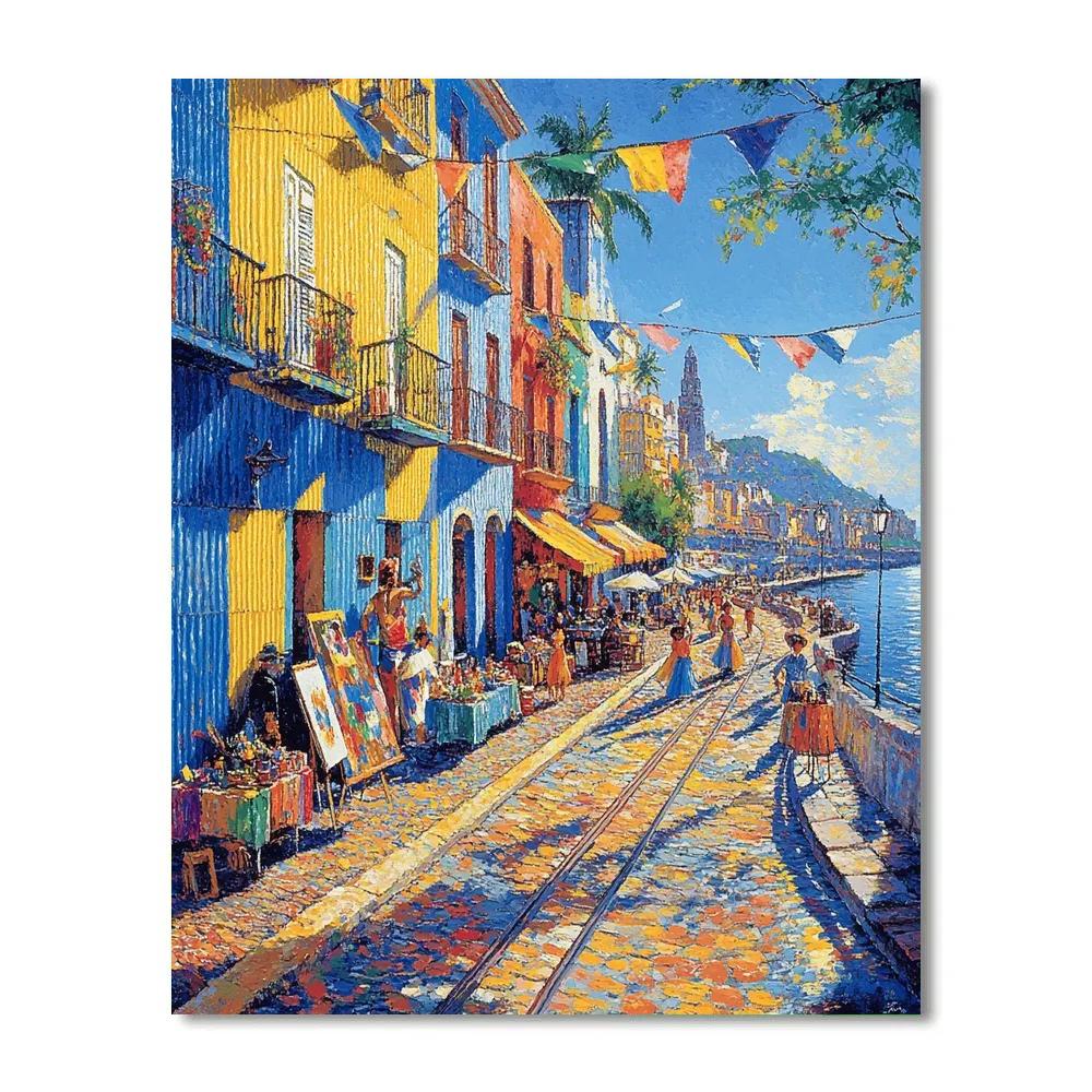 Promenade Of La Boca Colorful Houses Buenos Aires Argentina paint by number