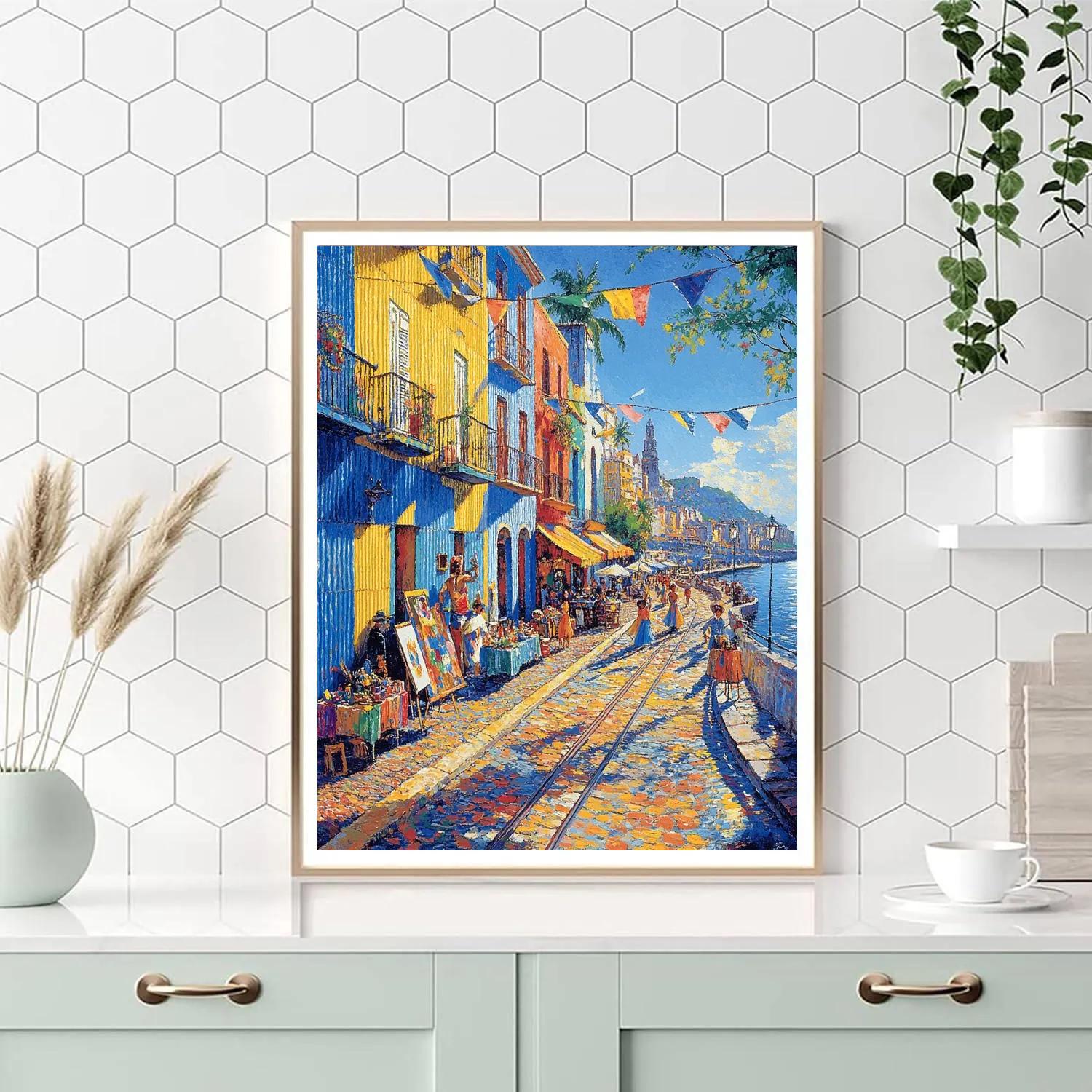 Promenade Of La Boca Colorful Houses Buenos Aires Argentina paint by number