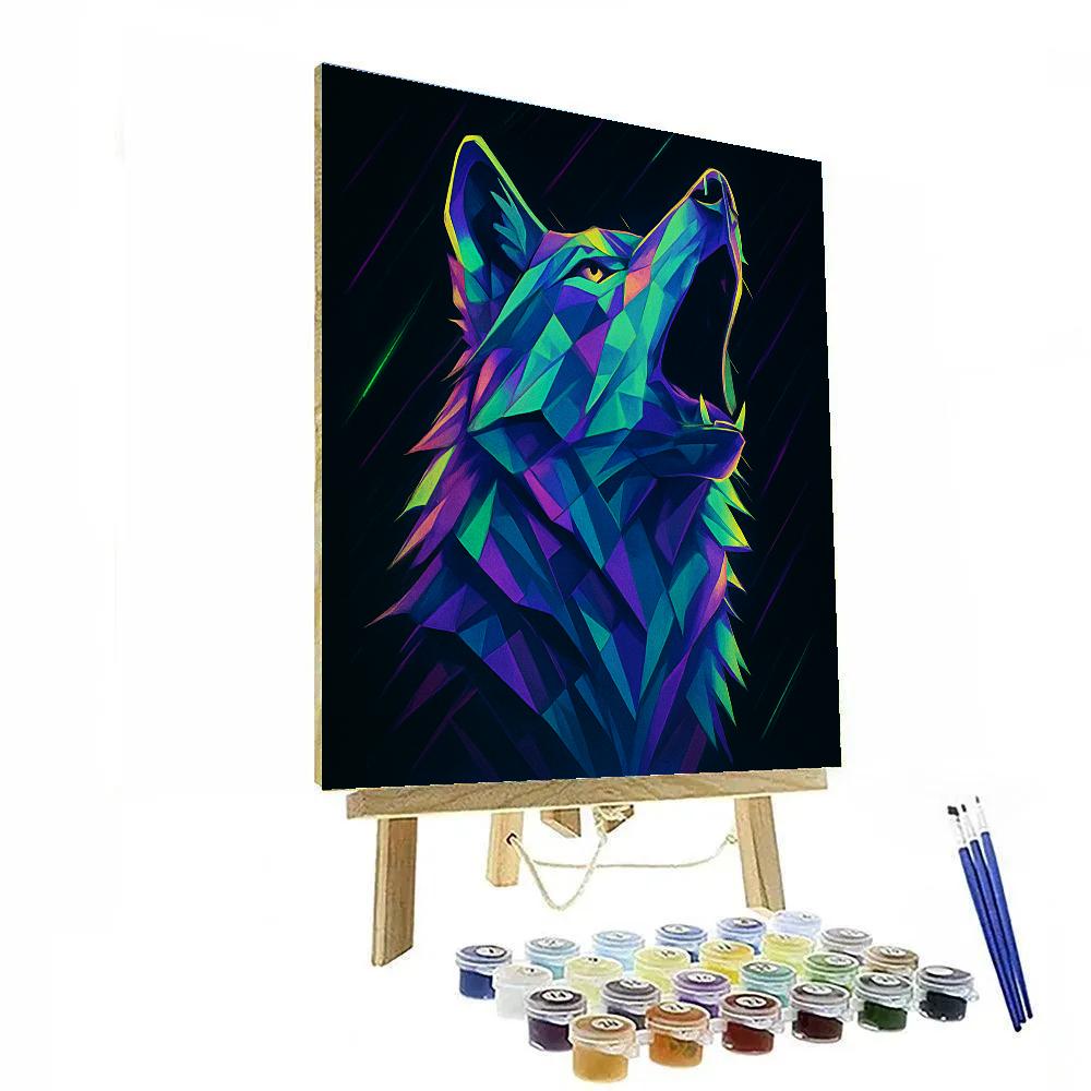 Neon Wolf Gaze DIY paint by numbers