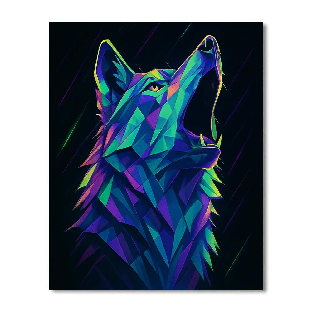 Neon Wolf Gaze DIY paint by numbers