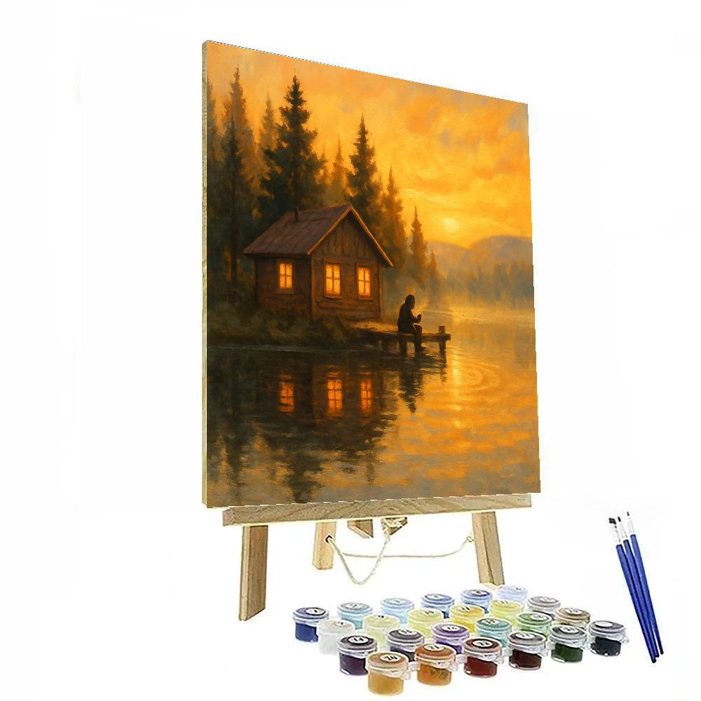 Sunrise Cabin On The Lake Painting by numbers kit
