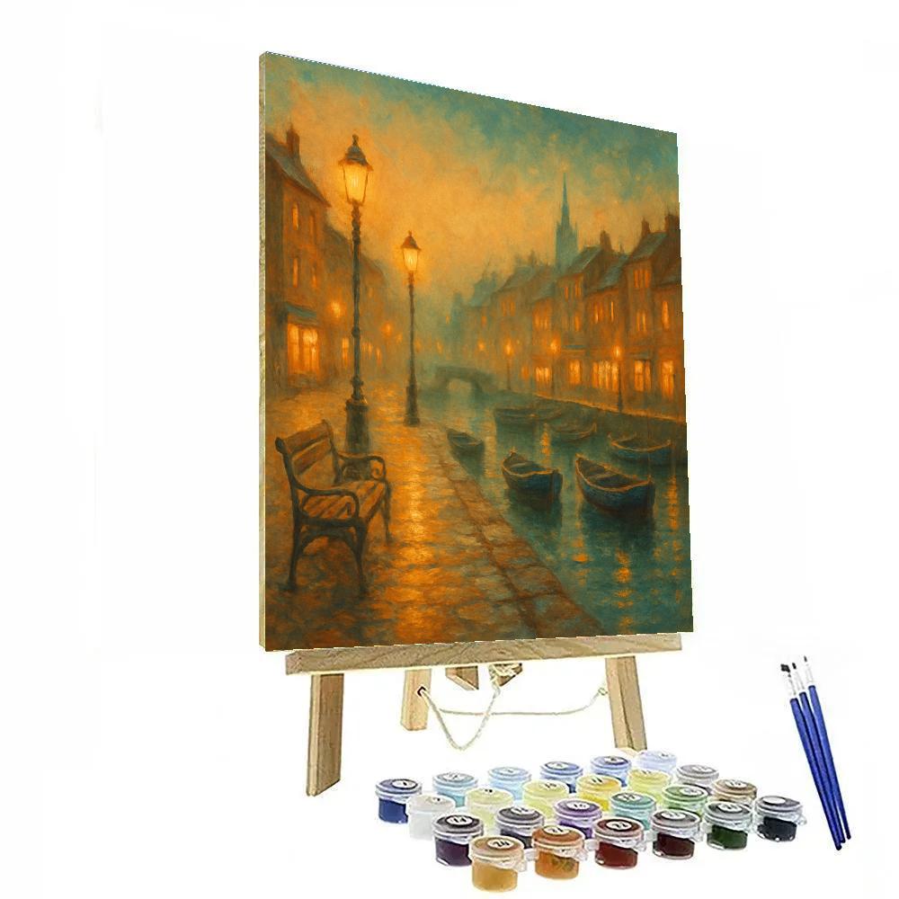 Cozy Harbor Evening Cityscape DIY paint by numbers