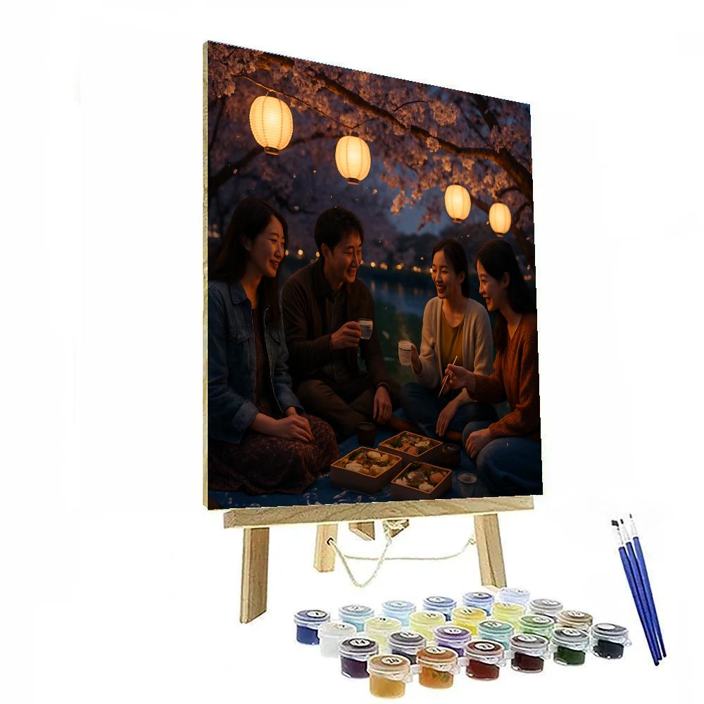 Hanami Cherry Blossom Picnic Evening DIY paint by numbers